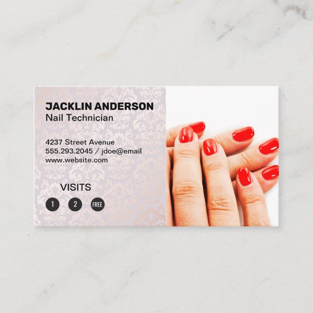 Painted Nails | Damask Pattern | Loyalty Card (Front)