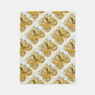 Painted Nautical Octopus Kraken Squid Fleece Blanket