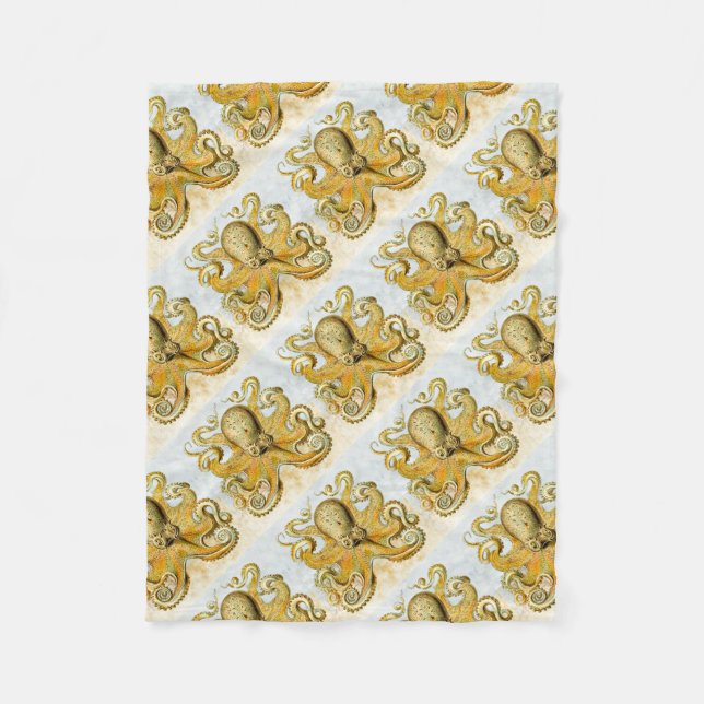 Painted Nautical Octopus Kraken Squid Fleece Blanket (Front)