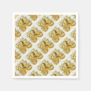 Painted Nautical Octopus Kraken Squid Napkin
