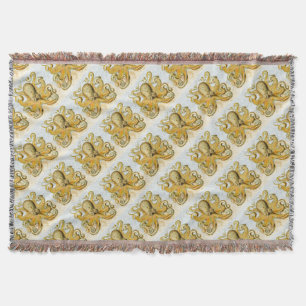 Painted Nautical Octopus Kraken Squid Throw Blanket