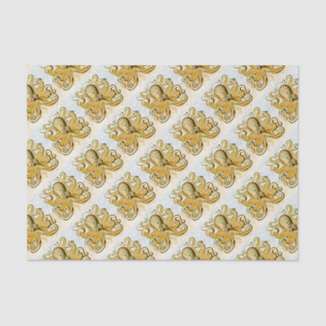 Painted Nautical Octopus Kraken Squid Tissue Paper (Front)