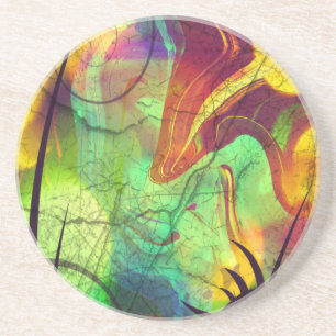 Painted Nebula -Fire Opal Abstract Coaster
