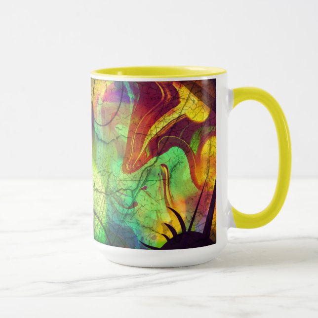 Painted Nebula -Fire Opal Abstract Mug (Right)