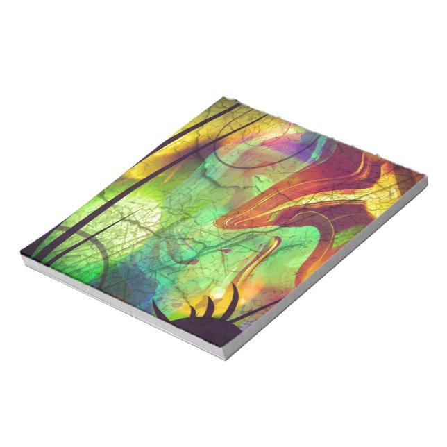 Painted Nebula -Fire Opal Abstract Notepad (Rotated)