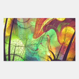 Painted Nebula -Fire Opal Abstract Rectangular Sticker