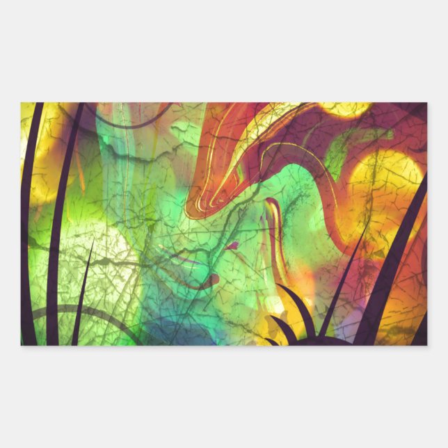 Painted Nebula -Fire Opal Abstract Rectangular Sticker (Front)