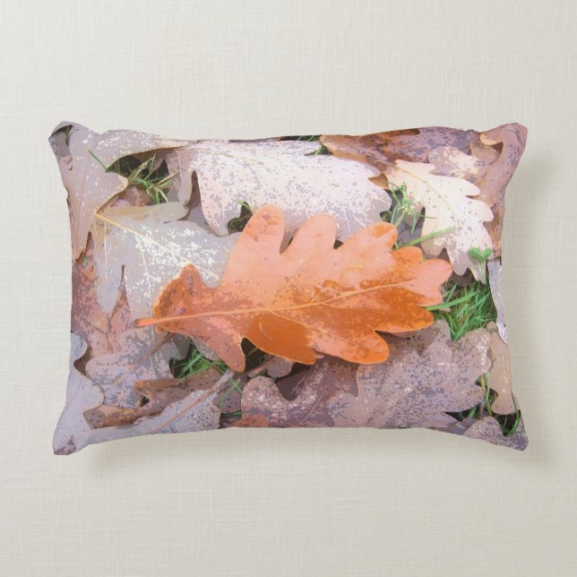 Painted Oak Leaves Decorative Cushion (Front)