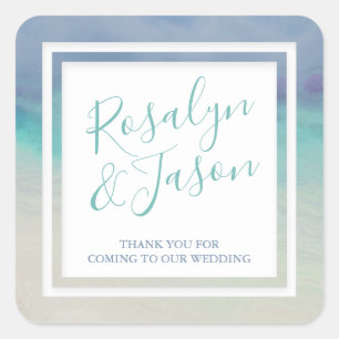 Painted Ocean Border Square Sticker