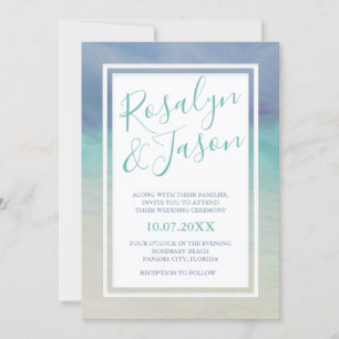 Painted Ocean Border Wedding Invitation