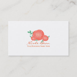 Painted Orange Floral Flowers Modern Business Card