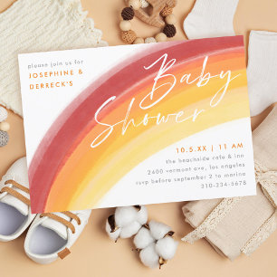 Painted Orange Rainbow Baby Shower Invitation