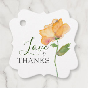 Painted Orange Watercolor Flowers Gift Tags