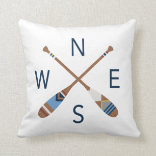 Painted Paddle Compass Throw Pillow