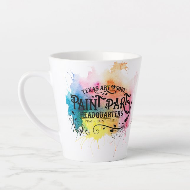 Painted Paint Party Headquarters Latte Mug (Left)