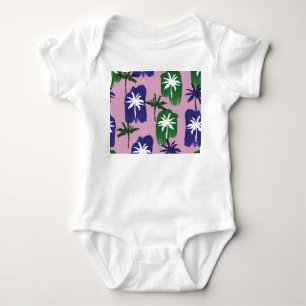 Painted Palm, Navy Blue Green. Baby Bodysuit