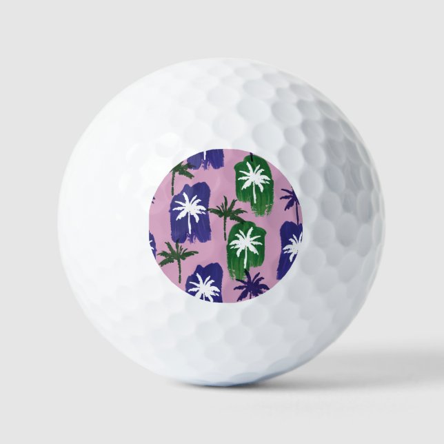 Painted Palm, Navy Blue Green. Golf Balls (Front)