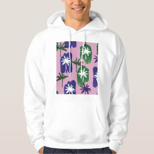 Painted Palm, Navy Blue Green. Hoodie