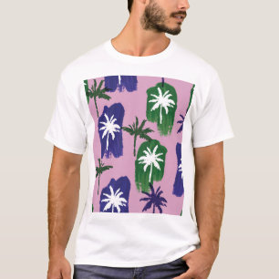Painted Palm, Navy Blue Green. T-Shirt
