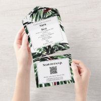 Painted Palm Trees Beach Wedding QR Code RSVP