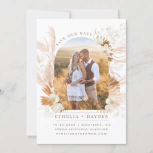 Painted Pampa Grass & Orchids Save The Date Photo Invitation