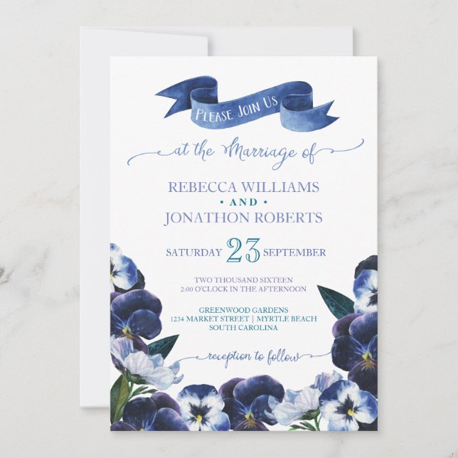 Painted Pansies Invitation (Front)