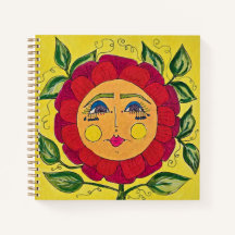 Painted Pansy Flower Girl Spiral Notebook