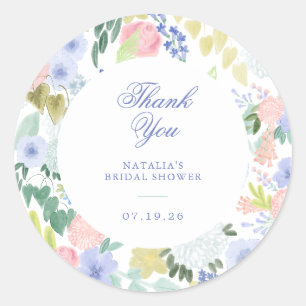 Painted Pastel Garden Bridal Shower Favour sticker