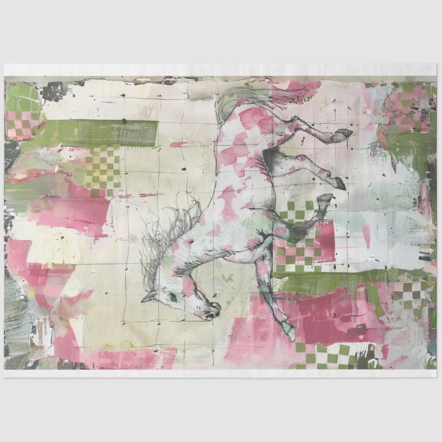 Painted Patchwork Quilt Design Horse Decoupage Tissue Paper (Front)