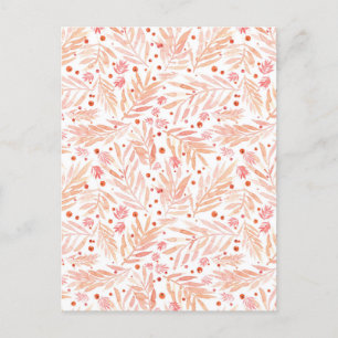 Painted Peach Palm Leaves Holiday Postcard