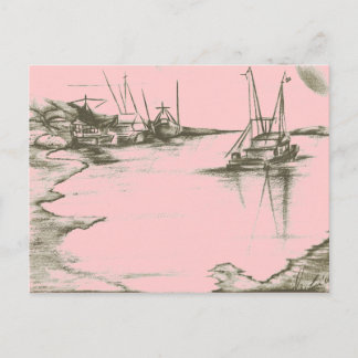 Painted Peach Safe Harbour Poster Card