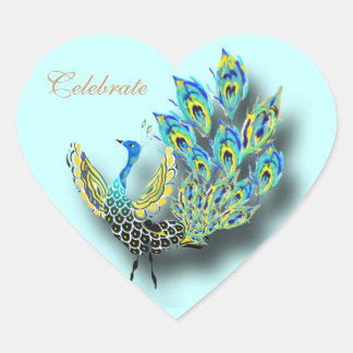 Painted peacock heart sticker