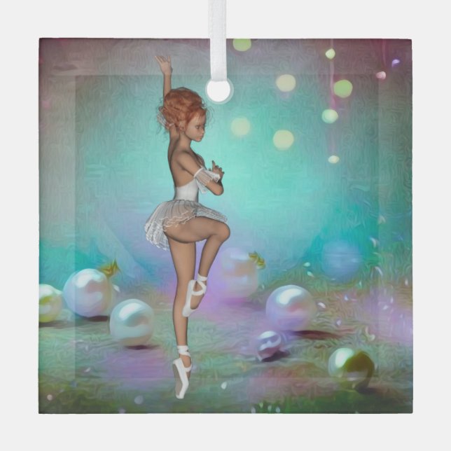 Painted Pearls Background & Dancing Ballerina Glass Tree Decoration (Front)
