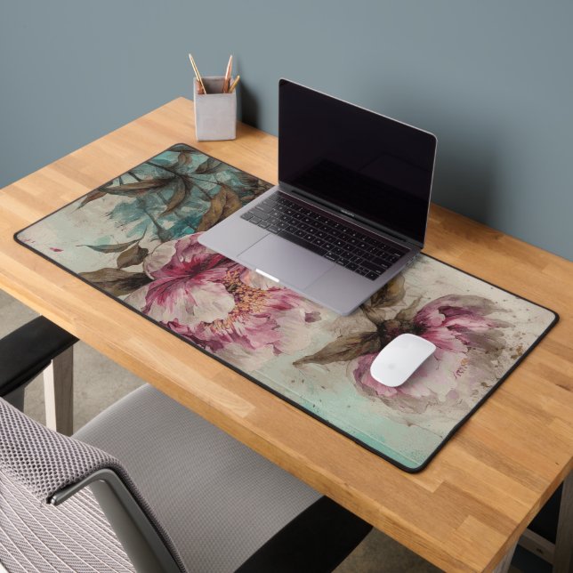 Painted Peonies - Mouse Pad, Desk Mat, Office Mat (Office 2)