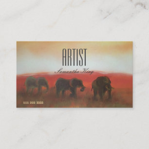 Painted Picture Africa Animals Sunset Artist Business Card