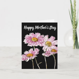 Painted Pink and White Asters Mother's Day Holiday Card
