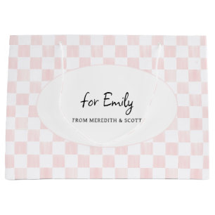 Painted Pink Checkerboard Pattern Personalized Large Gift Bag