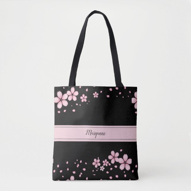Painted Pink Floral Tote Bag (Front)