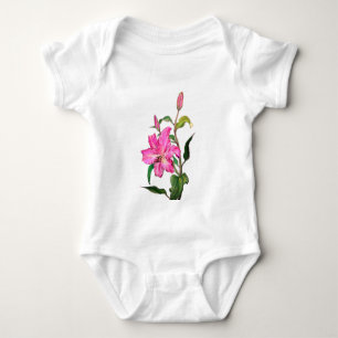 Painted Pink Lily Flower Baby Bodysuit