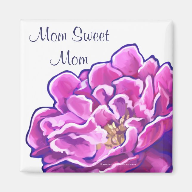 Painted Pink Peony Mum Sweet Mum Magnet (Front)