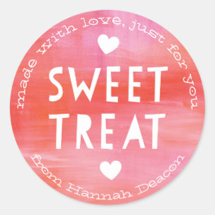 Painted Pink Red Sweet Treat Valentines Day Classic Round Sticker