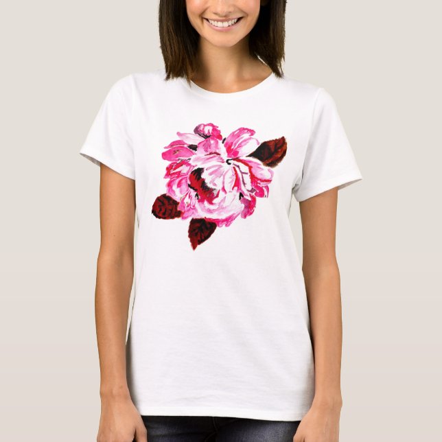 Painted Pink Rose T-Shirt (Front)