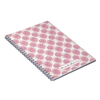 Painted pink roses and gold glitter notebook