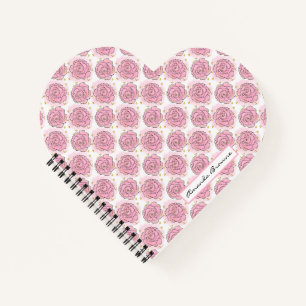 Painted pink roses and gold glitter notebook