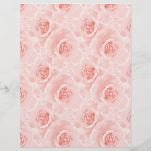 Painted Pink Roses Arts & Craft Scrapbook Paper