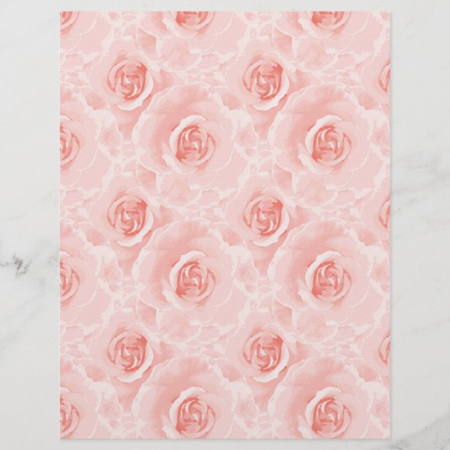 Painted Pink Roses Arts & Craft Scrapbook Paper (Front)