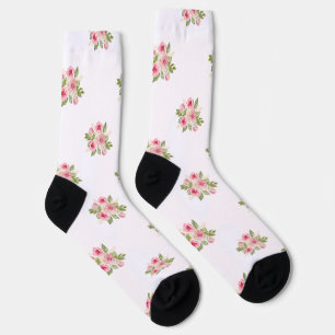 Painted Pink Roses Bouquet Pattern Socks