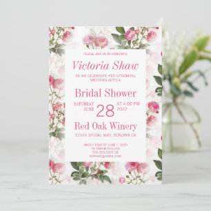 Painted Pink Rose's Bridal Shower Invitation