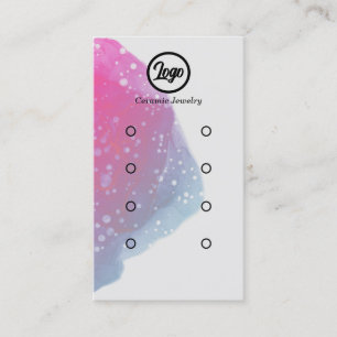 Painted Pink Splatter Four Earring Sets Jewellery Business Card