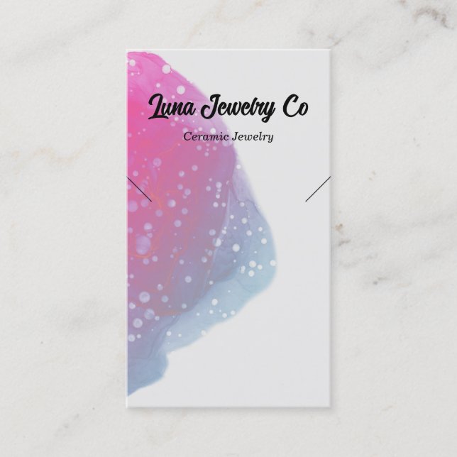Painted Pink Splatter Necklace Handmade Jewellery  Business Card (Front)
